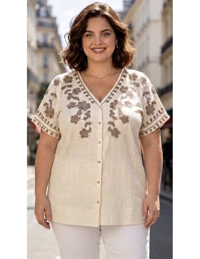 CHEMISE BRODÉE 100% COTON