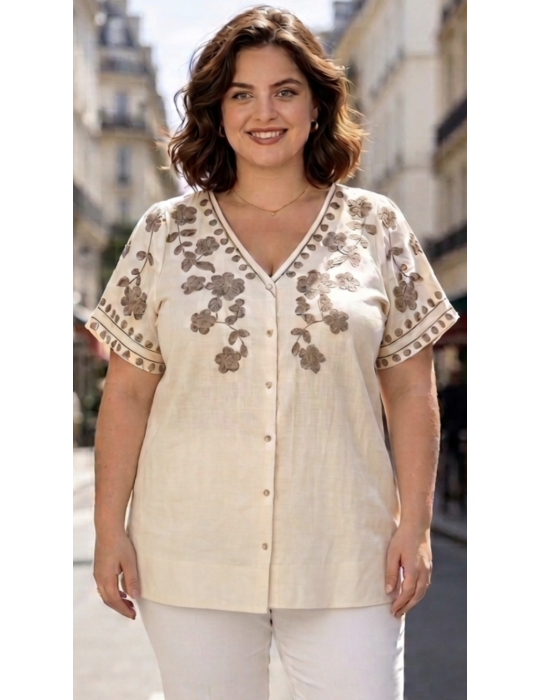CHEMISE BRODÉE 100% COTON